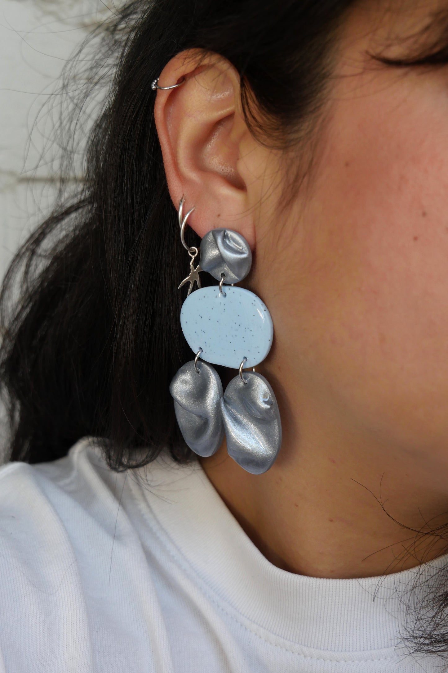 Earrings - Draped blue &amp; silver | Doris Collection