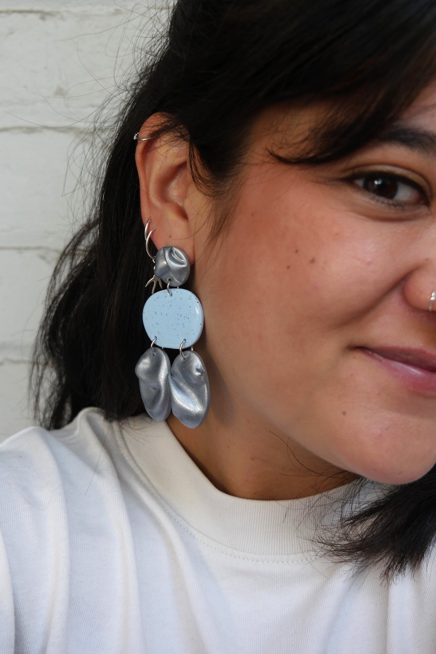 Earrings - Draped blue &amp; silver | Doris Collection