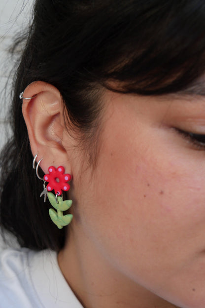 Earrings - Red flower | Doris Collection