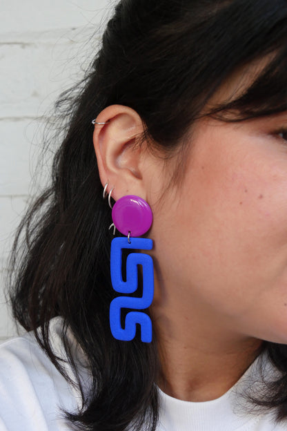 Boucles d'oreilles - Zig zag bleu & fushia | Collection Doris