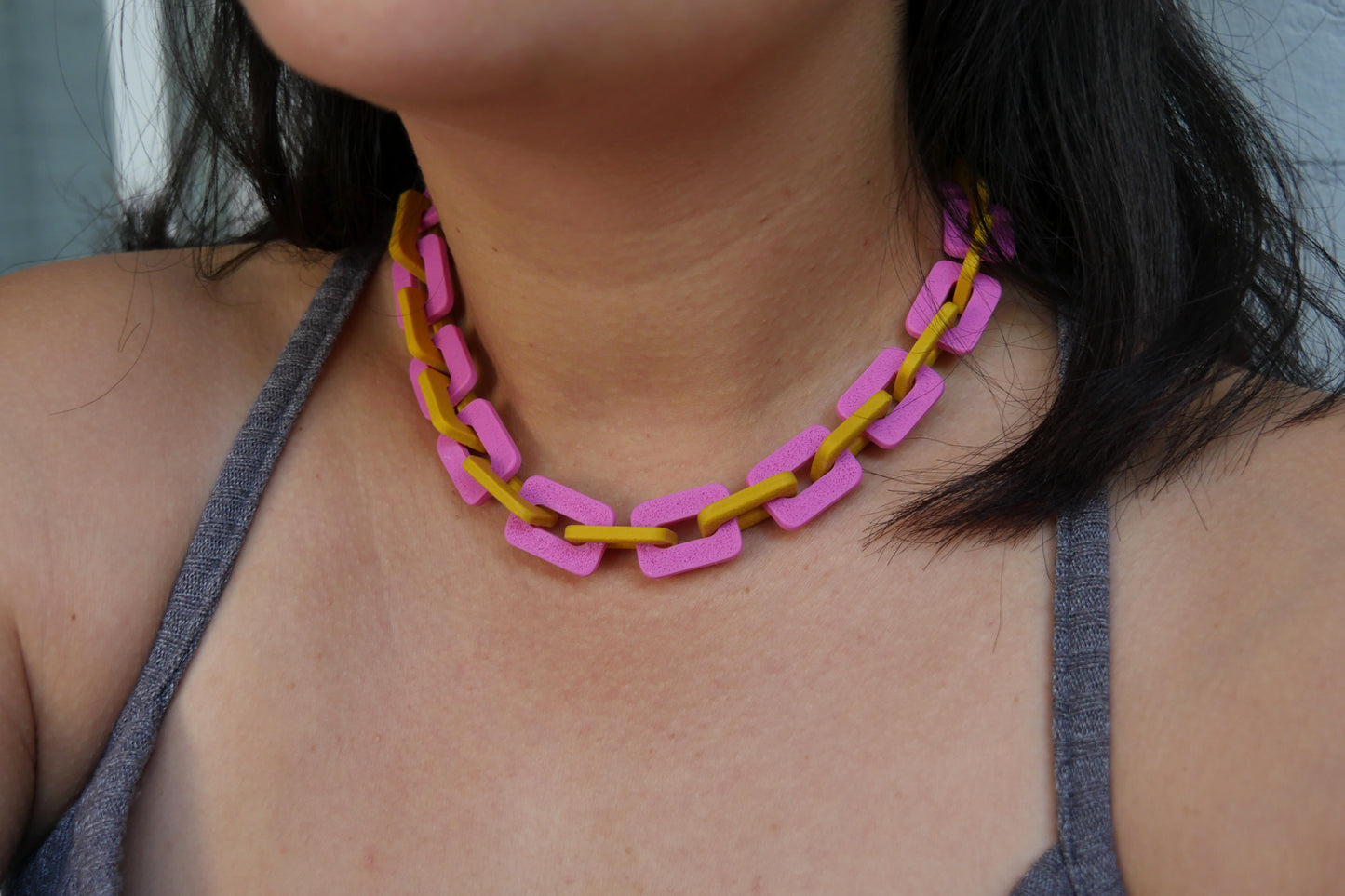 Collier chaîne - rose & jaune | Collection Doris