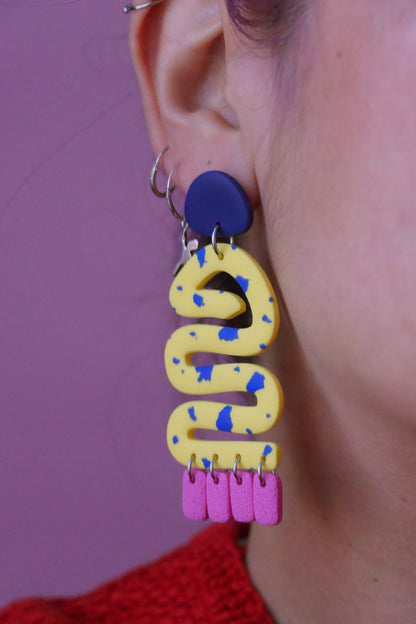 Boucles d'oreilles - Serpentin jaune & confettis | Collection Gabie