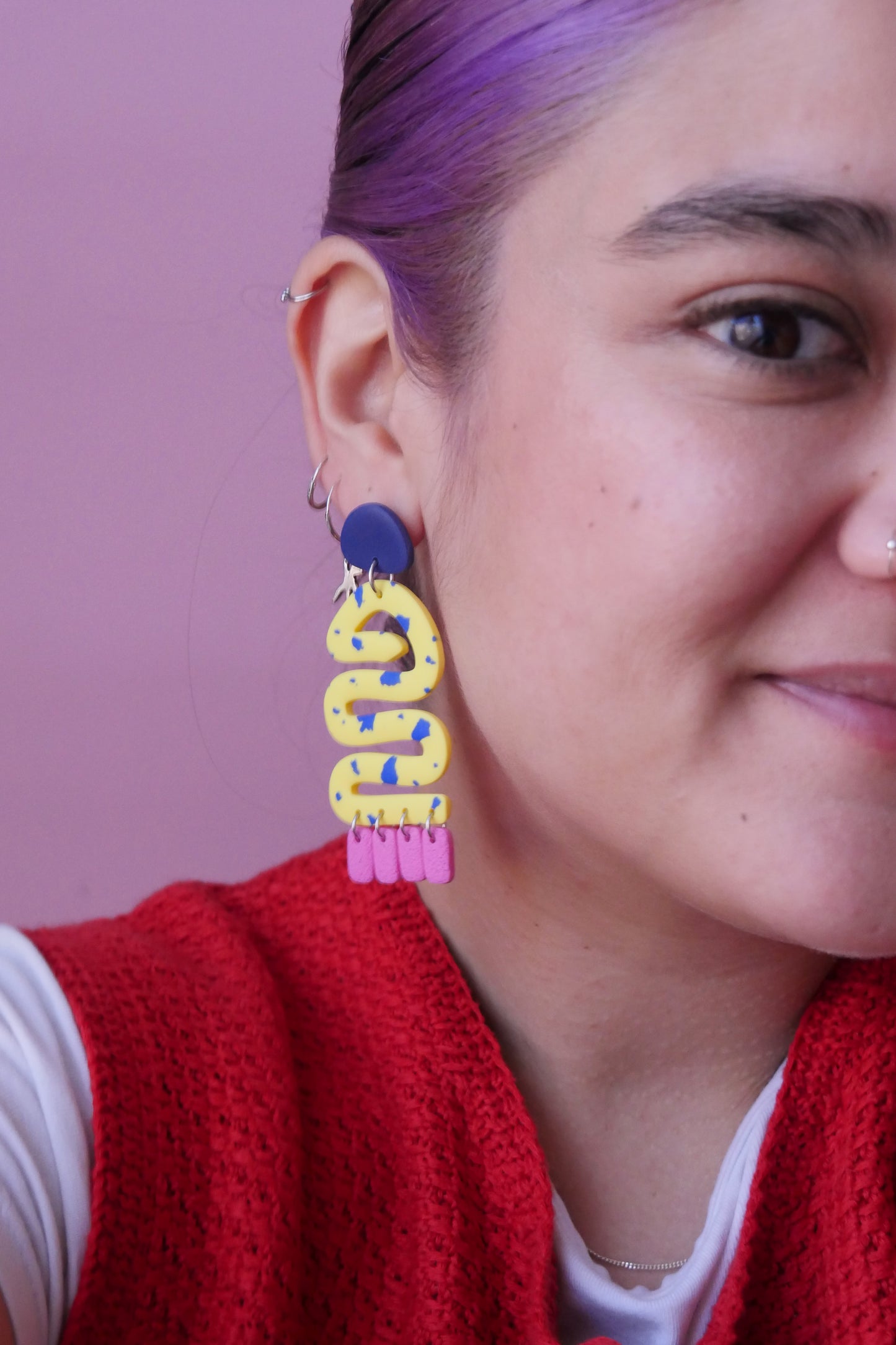 Boucles d'oreilles - Serpentin jaune & confettis | Collection Gabie