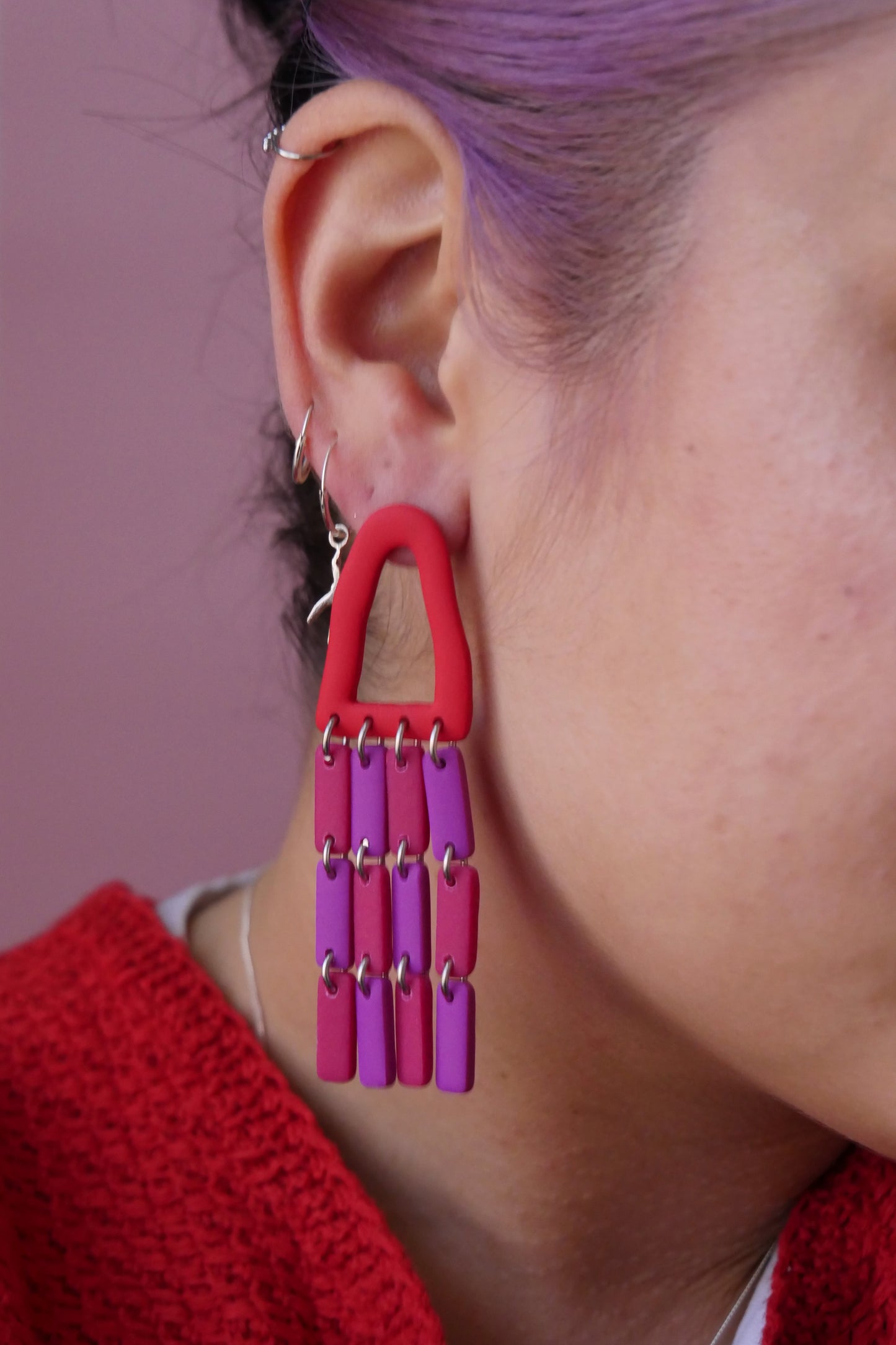 Boucles d'oreilles - Cascade fushia | Collection Gabie