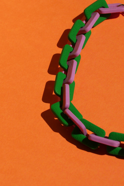 Collier chaîne - vert & rose | Collection Doris