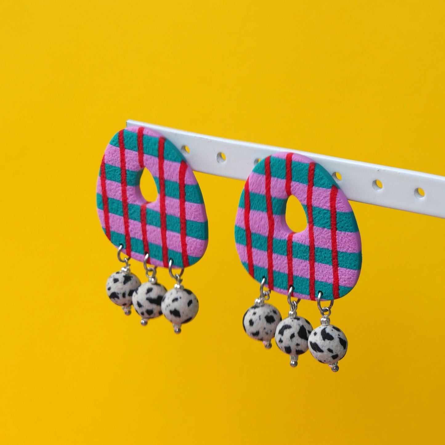 Boucles d'oreilles argile polymère - Stud rayures | Collection Berta