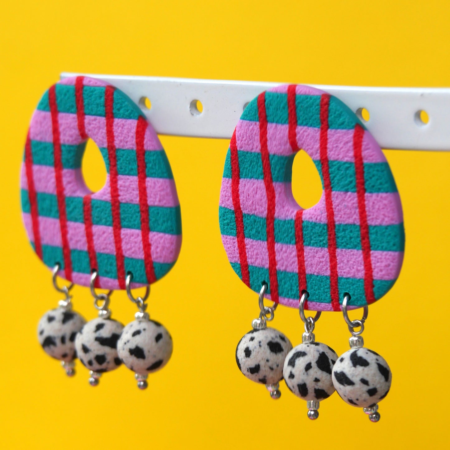 Boucles d'oreilles argile polymère - Stud rayures | Collection Berta