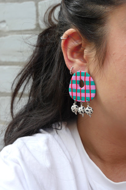 Boucles d'oreilles argile polymère - Stud rayures | Collection Berta