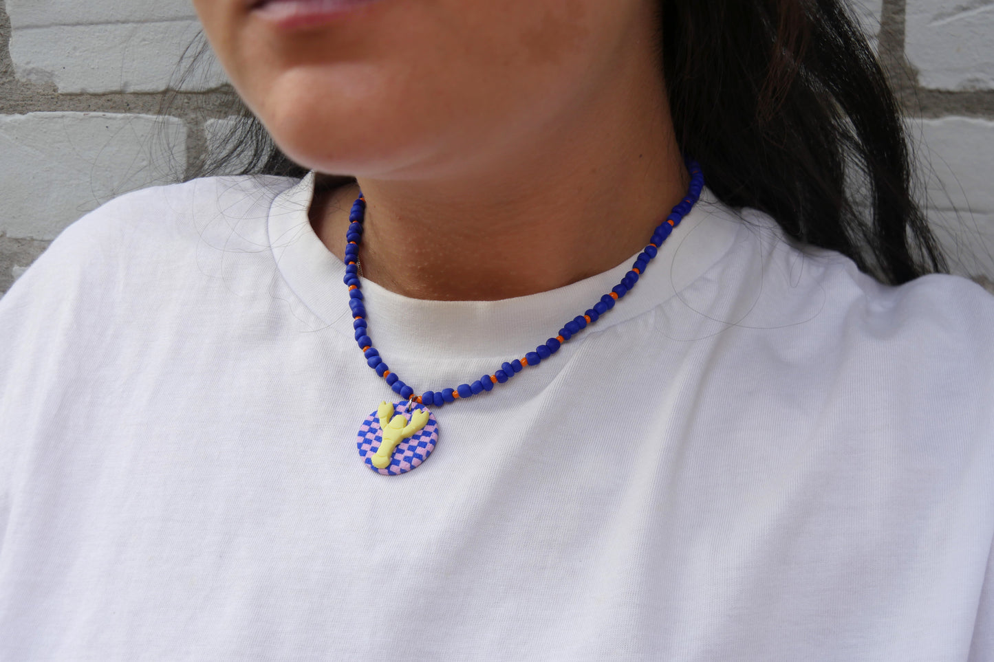 Collier petit homard argile polymère | Collection Berta
