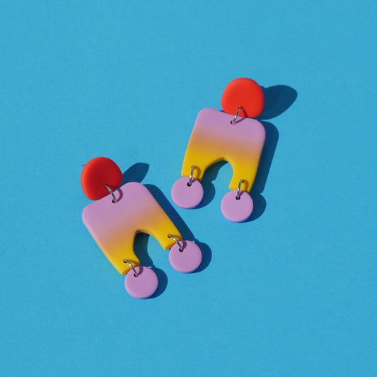 Boucles d'oreilles arch argile polymère - Coucher de soleil | Collection Millie