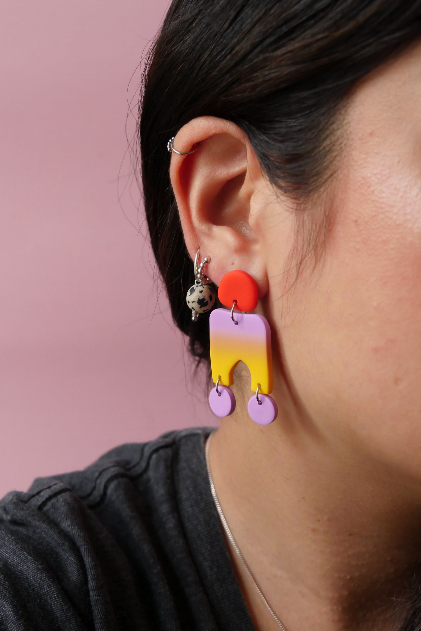 Boucles d'oreilles arch argile polymère - Coucher de soleil | Collection Millie