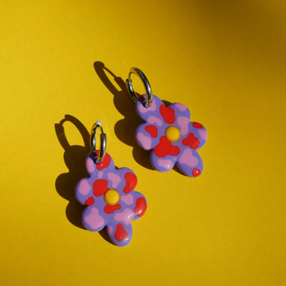 Boucles d'oreilles argile polymère - Créole fleur | Collection Millie