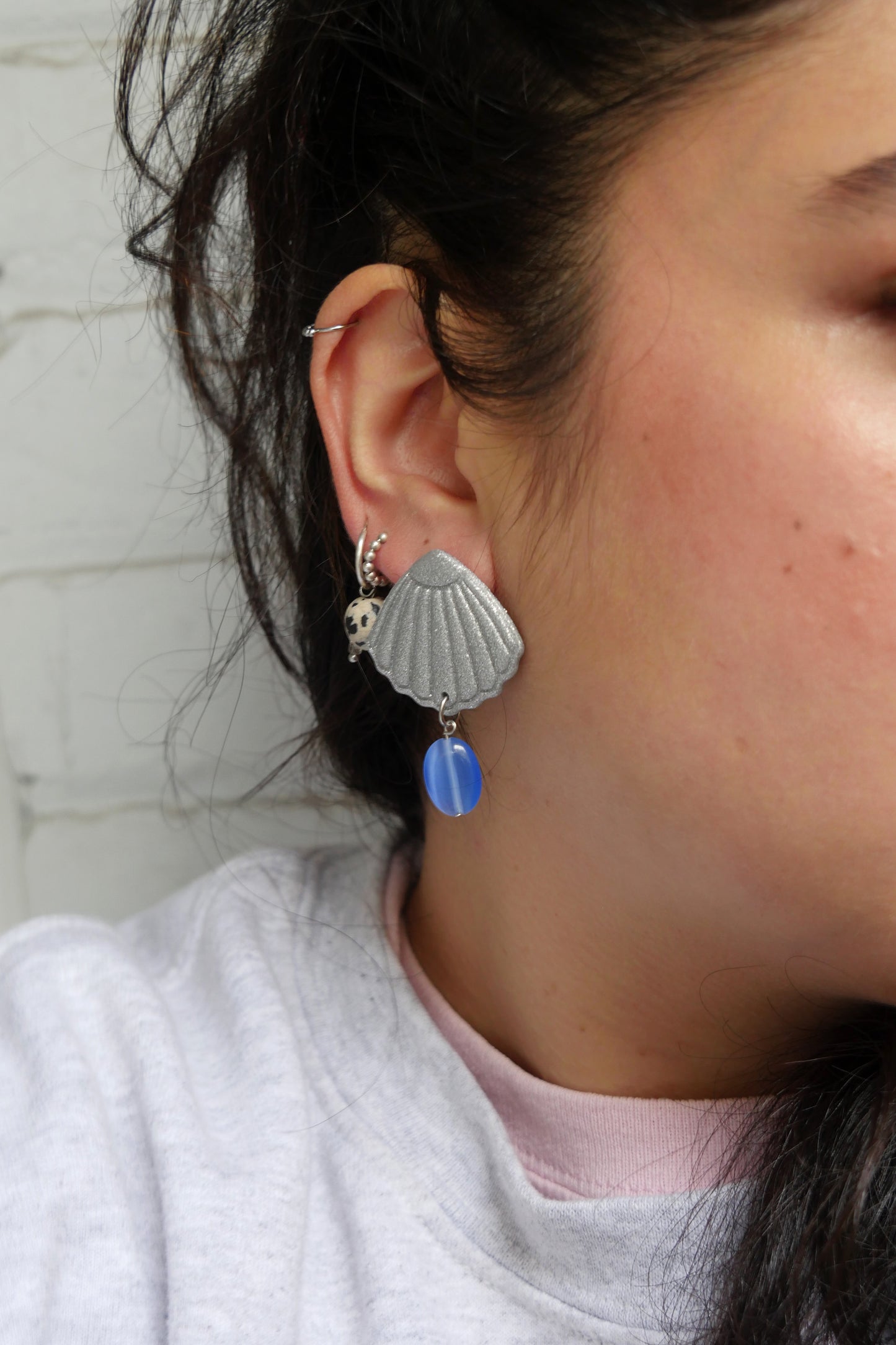 Boucles d'oreilles - Coquillage argenté| SOLDES