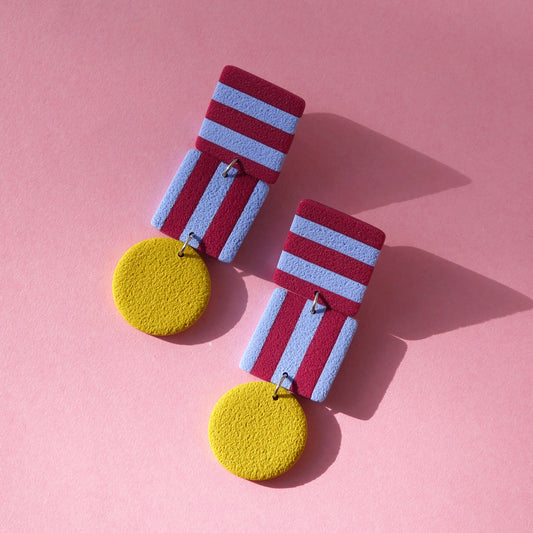 Boucles d'oreilles argile polymère - Rayures  | Collection Ysé