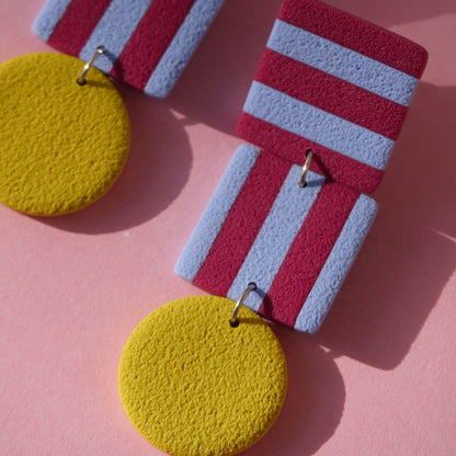 Boucles d'oreilles argile polymère - Rayures  | Collection Ysé