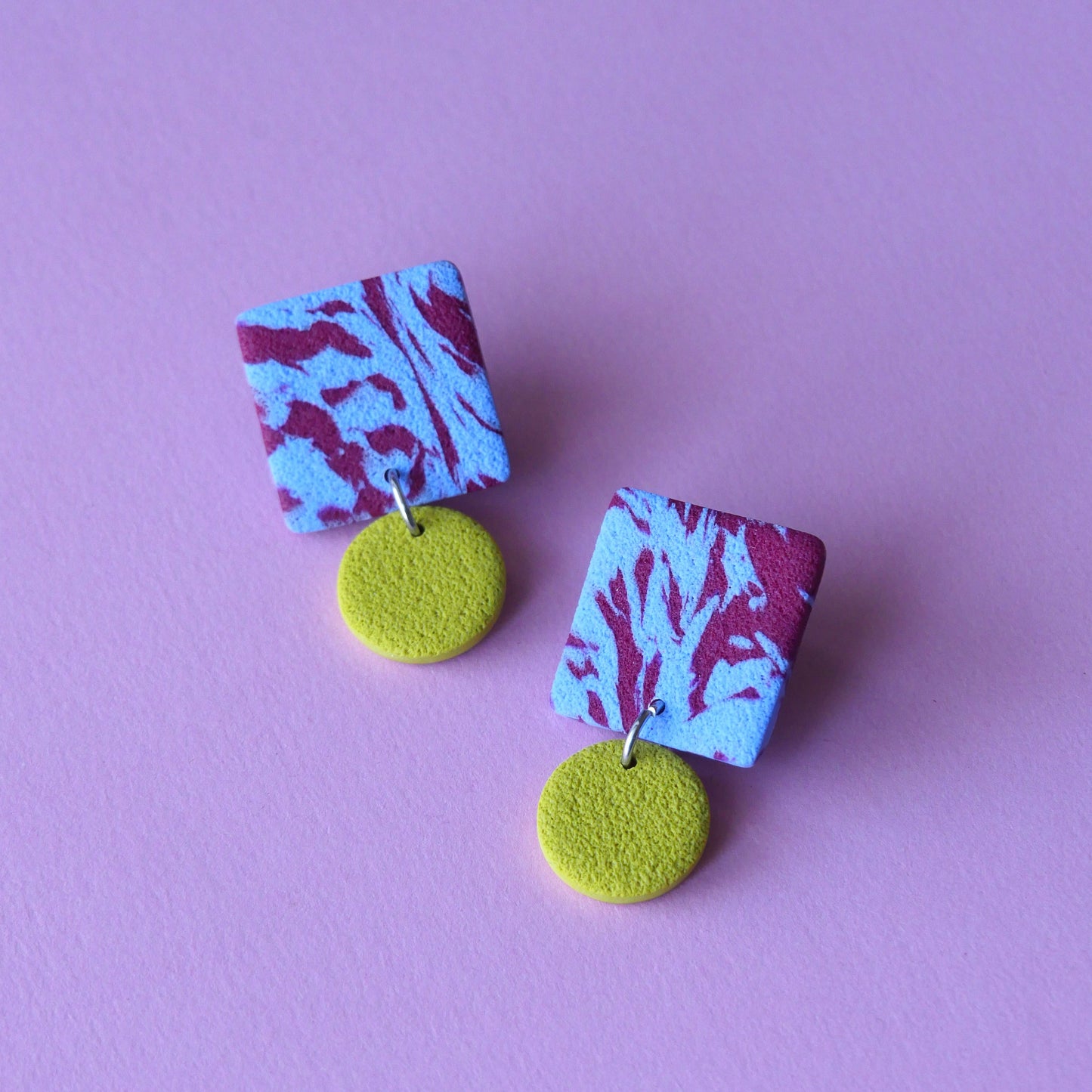 Boucles d'oreilles argile polymère - Rayures  | Collection Ysé