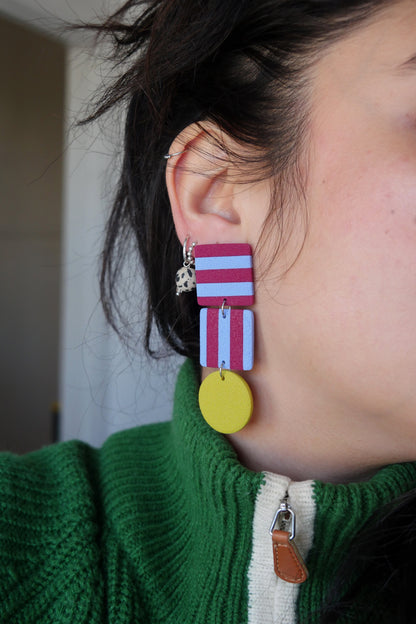 Boucles d'oreilles argile polymère - Rayures  | Collection Ysé