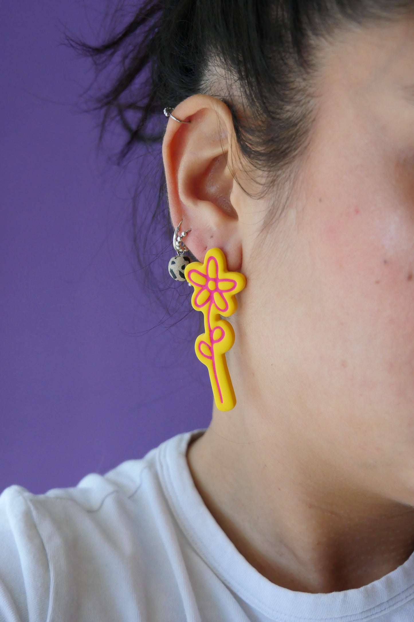 Boucles d'oreilles Marguerite jaune | Collection Huguette