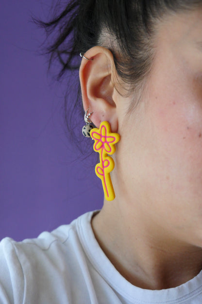 Boucles d'oreilles Marguerite jaune | Collection Huguette