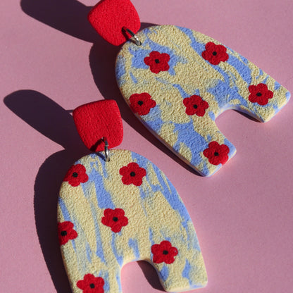 Boucles d'oreilles Arch fleur rouge | Collection Huguette