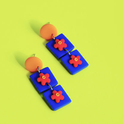 Boucles d'oreilles Carré fleurs | Collection Cléo