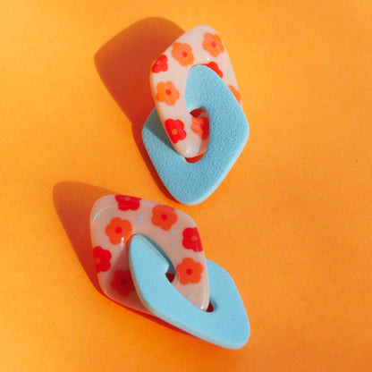 Boucles d'oreilles Losange fleurs | Collection Cléo