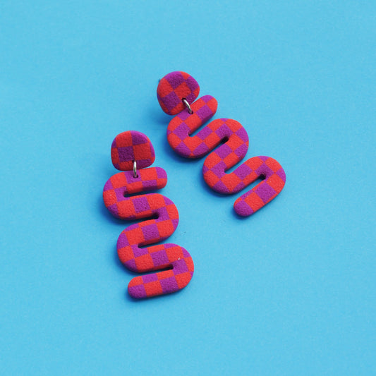 Boucles d'oreilles Louna - checkerboard serpentin | Collection Permanente