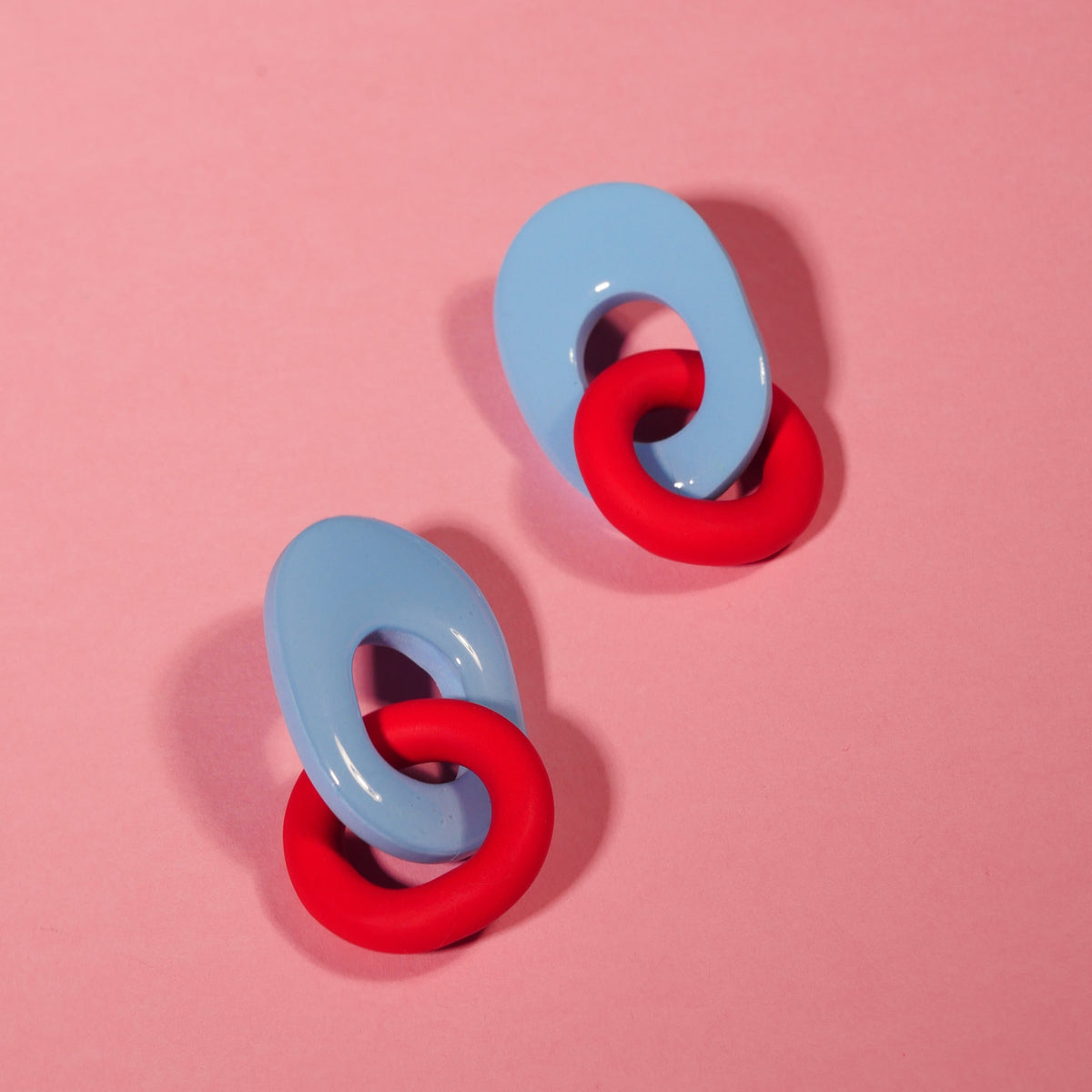 Boucles d'oreilles géométrique bleu & rouge | Collection Cléo