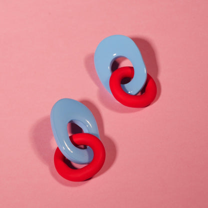 Boucles d'oreilles géométrique bleu & rouge | Collection Cléo