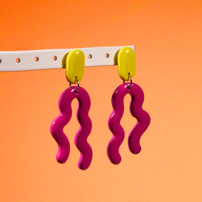 Boucles d'oreilles Serpentin fuchia & lime | Collection Cléo