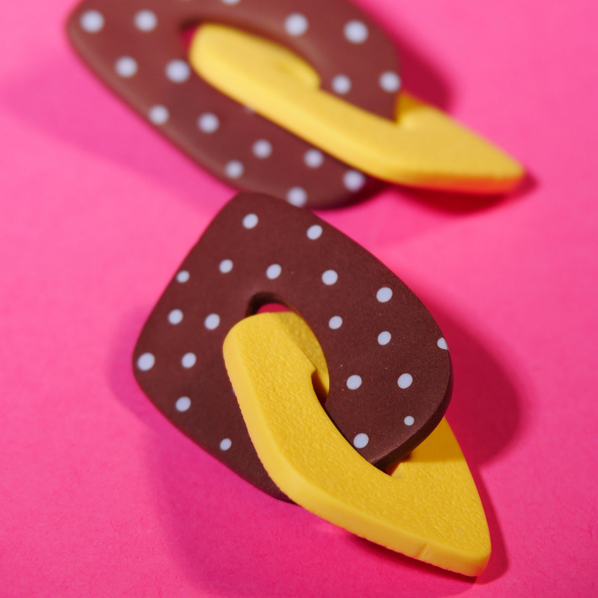 Boucles d'oreilles Losange pois & jaune | Collection Cléo