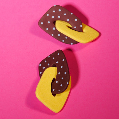 Boucles d'oreilles Losange pois & jaune | Collection Cléo
