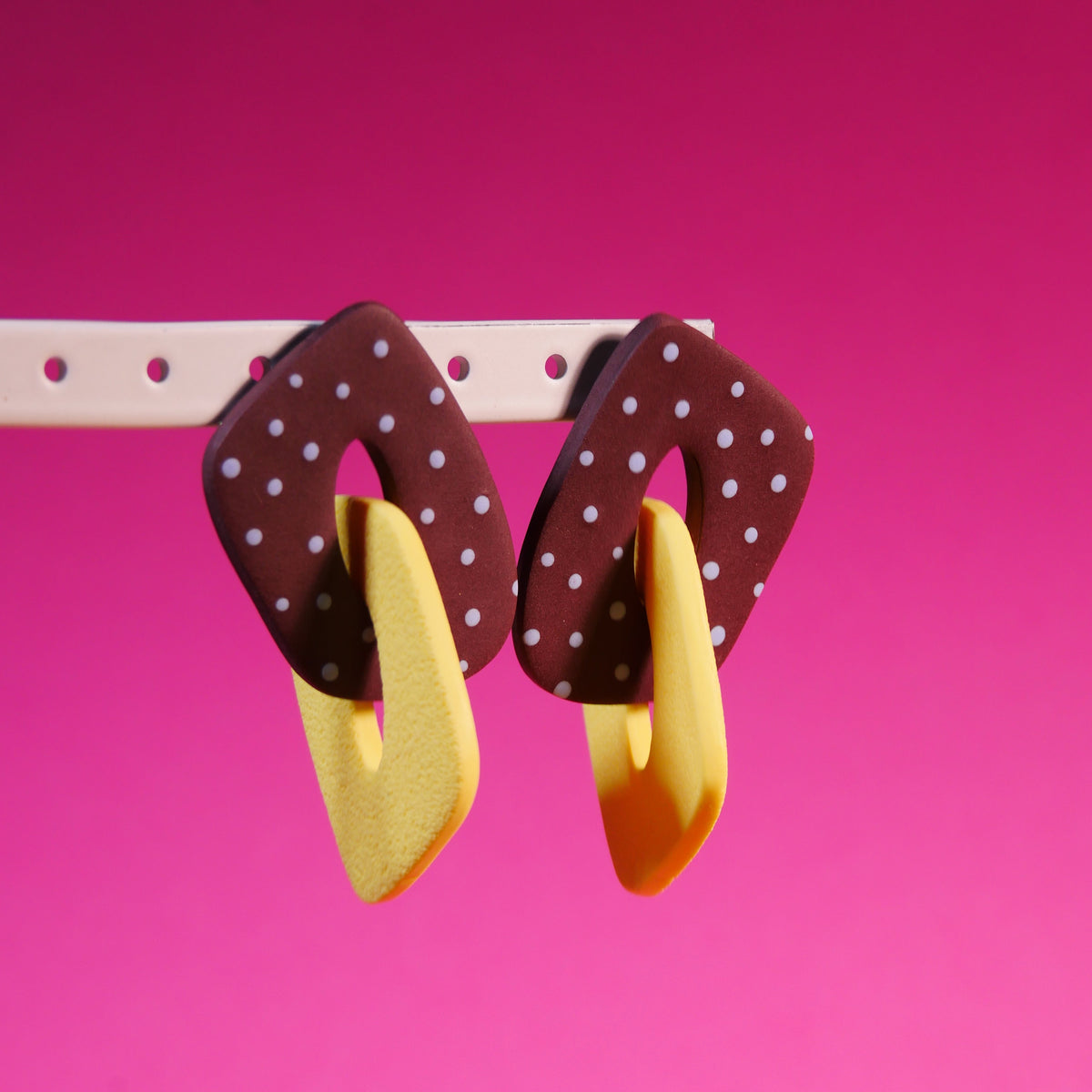 Boucles d'oreilles Losange pois & jaune | Collection Cléo