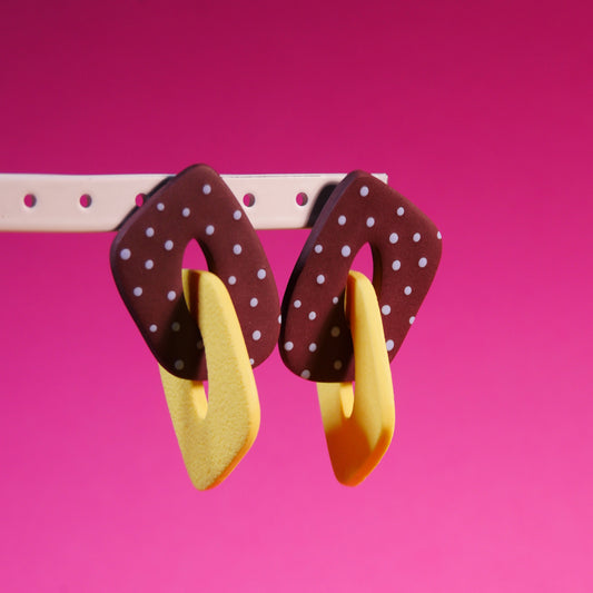 Boucles d'oreilles Losange pois & jaune | Collection Cléo