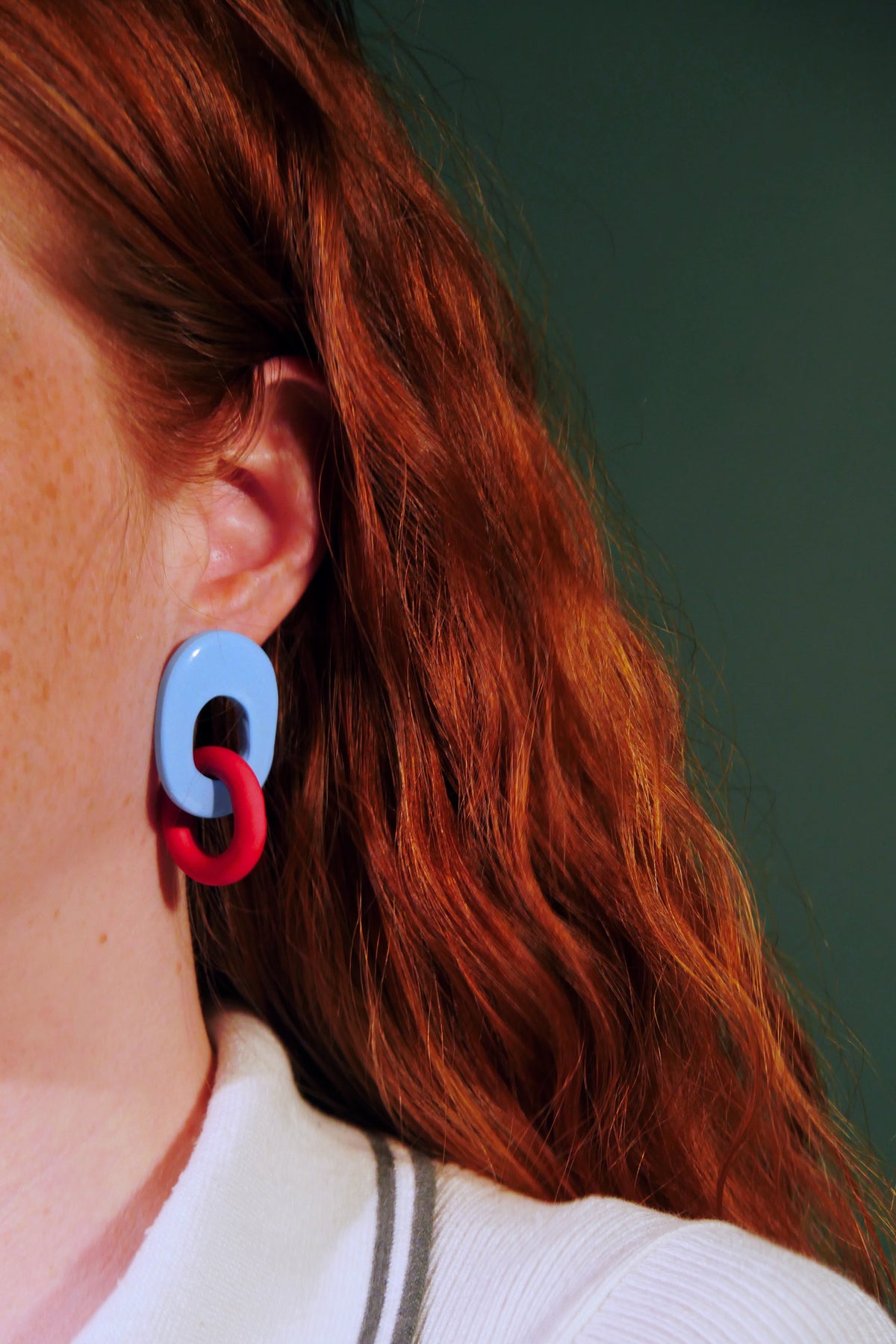 Boucles d'oreilles géométrique bleu & rouge | Collection Cléo