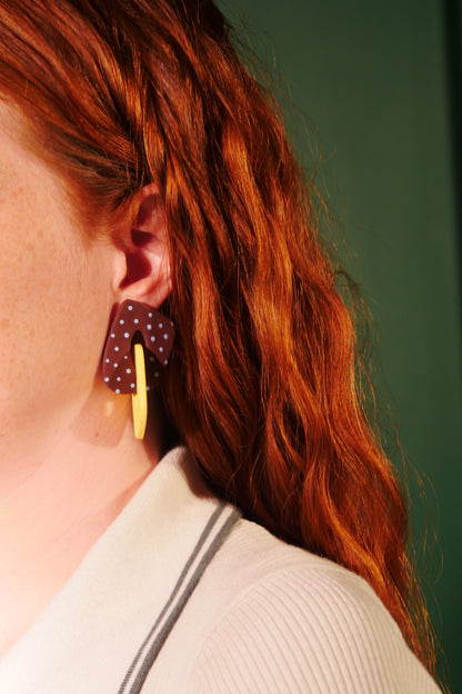 Boucles d'oreilles Losange pois & jaune | Collection Cléo