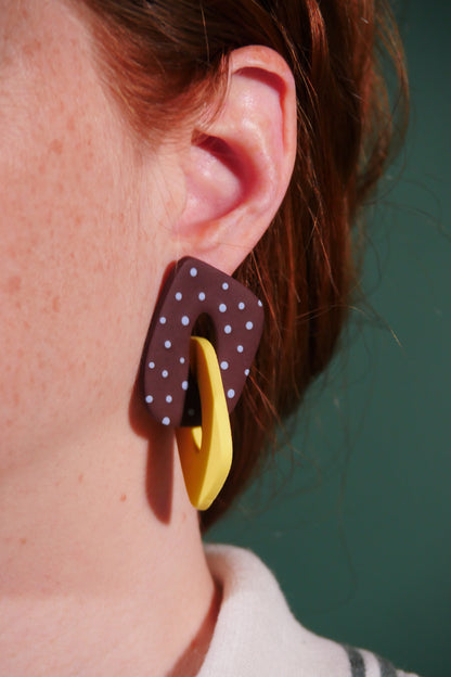 Boucles d'oreilles Losange pois & jaune | Collection Cléo