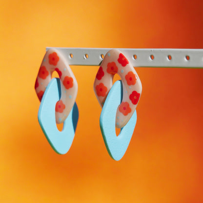 Boucles d'oreilles Losange fleurs | Collection Cléo
