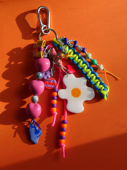 Bijou de sac - Porte-clé grigri unique charms en argile polymère colorée avec perles et chaînes | Accessoires