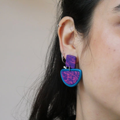 Earrings - pink &amp; purple marble | Ode Collection