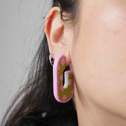 Boucles d'oreilles réversible - créole ovale | Collection Ode