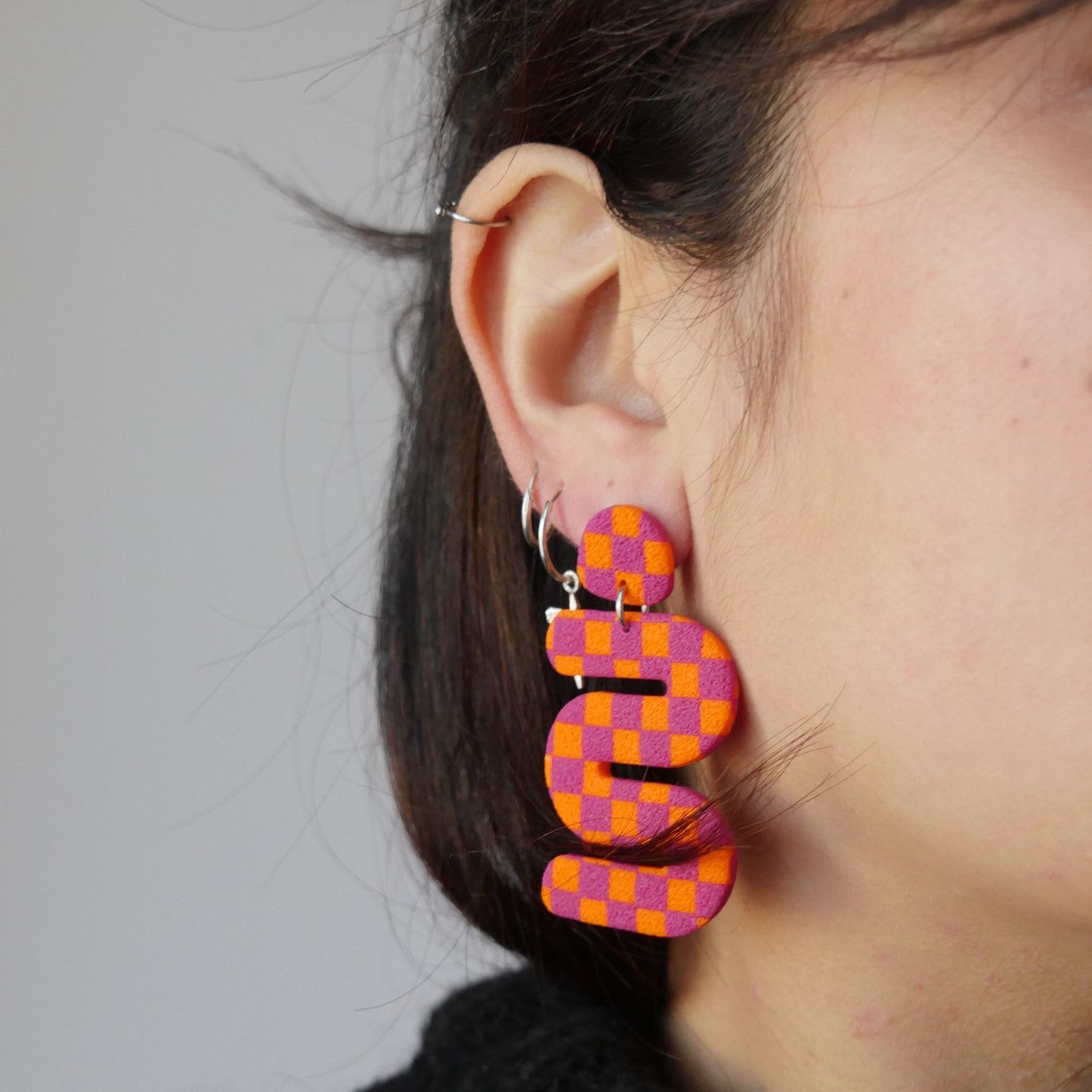 Boucles d'oreilles Louna - checkerboard serpentin | Collection Permanente