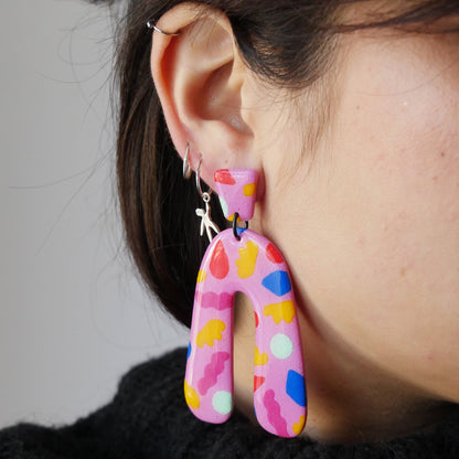 Solveig Polymer Clay Earrings - Arch Pink &amp; Confetti | Permanent Collection