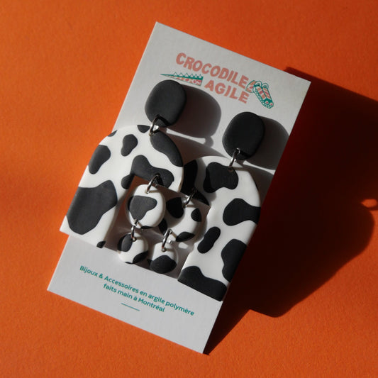 Boucles d'oreilles - tâche de vache noir | Collection Permanente