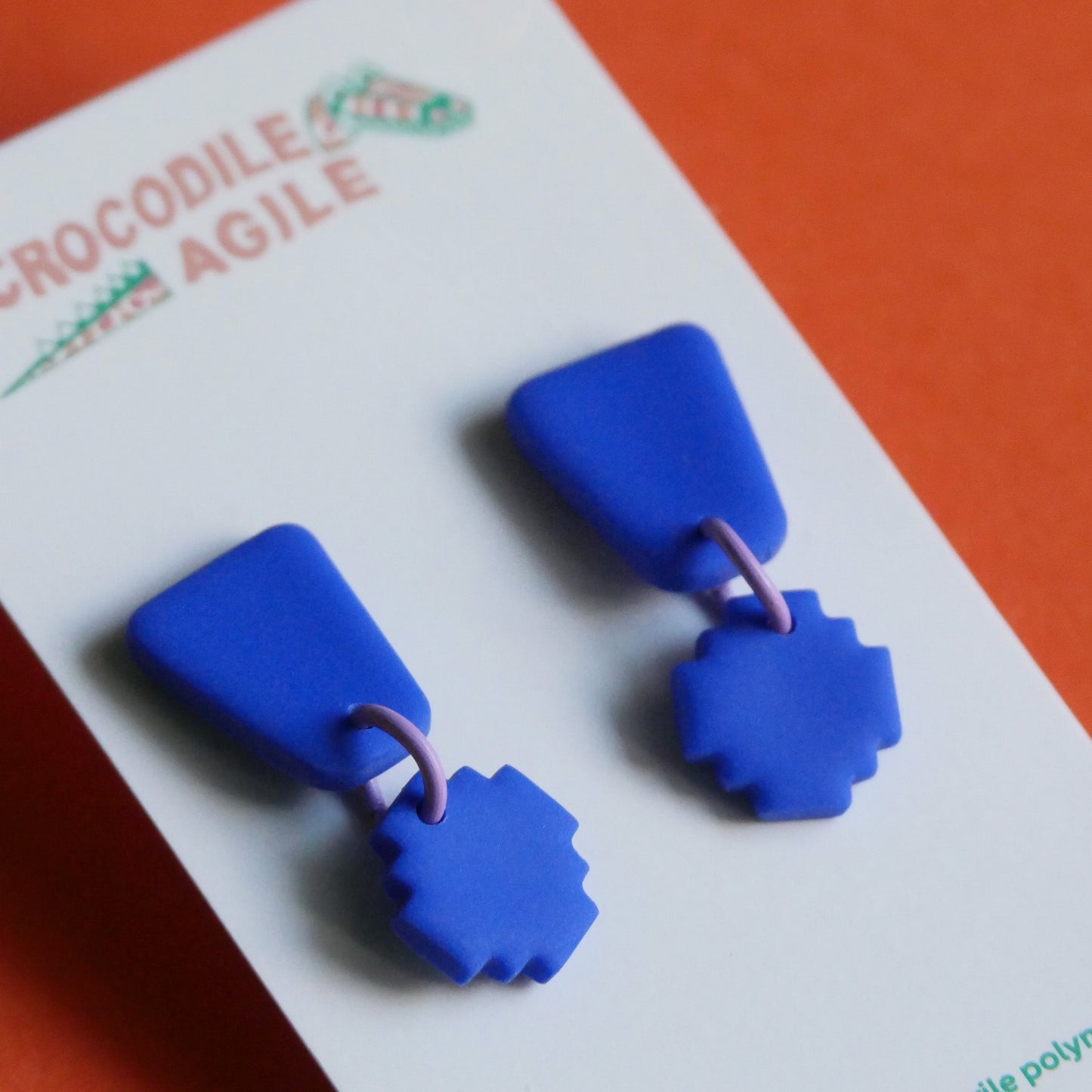 Boucles d'oreilles en argile polymère - forme géométrique bleu klein | Soldes