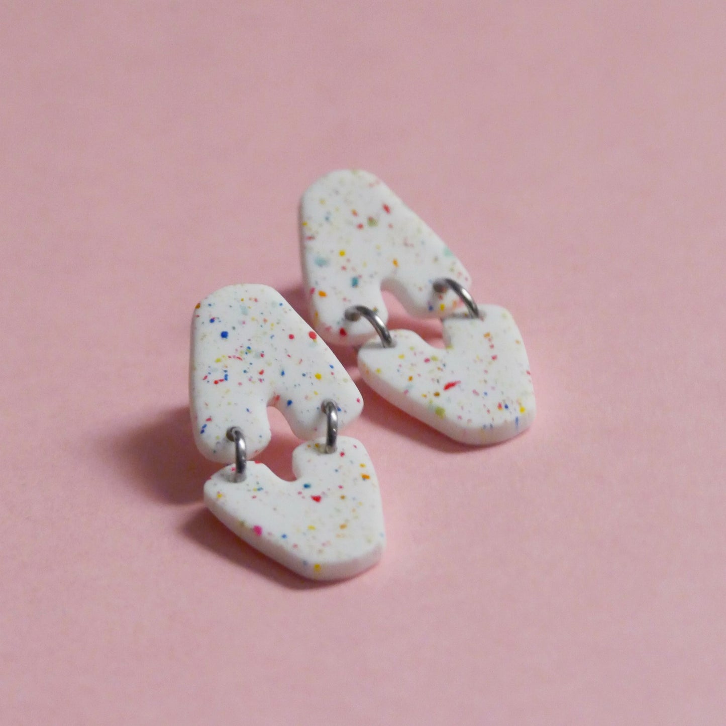 Boucles d'oreilles - blanc & confettis | Collection Ode