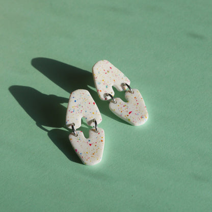 Boucles d'oreilles - blanc & confettis | Collection Ode