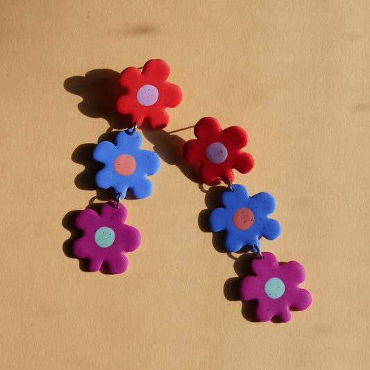 Boucles d'oreilles - trio de fleurs | Collection Pétunia