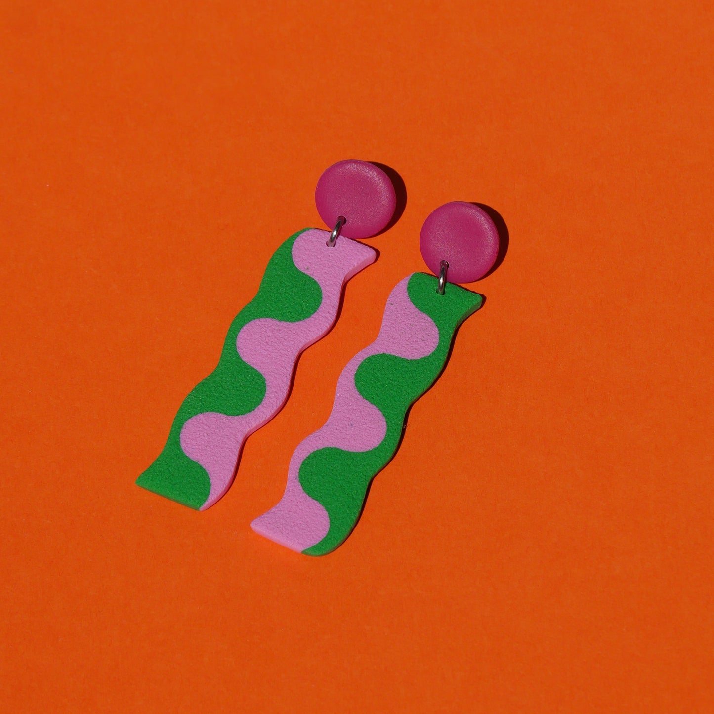 Earrings - Two-tone green &amp; pink stem | Garance Collection