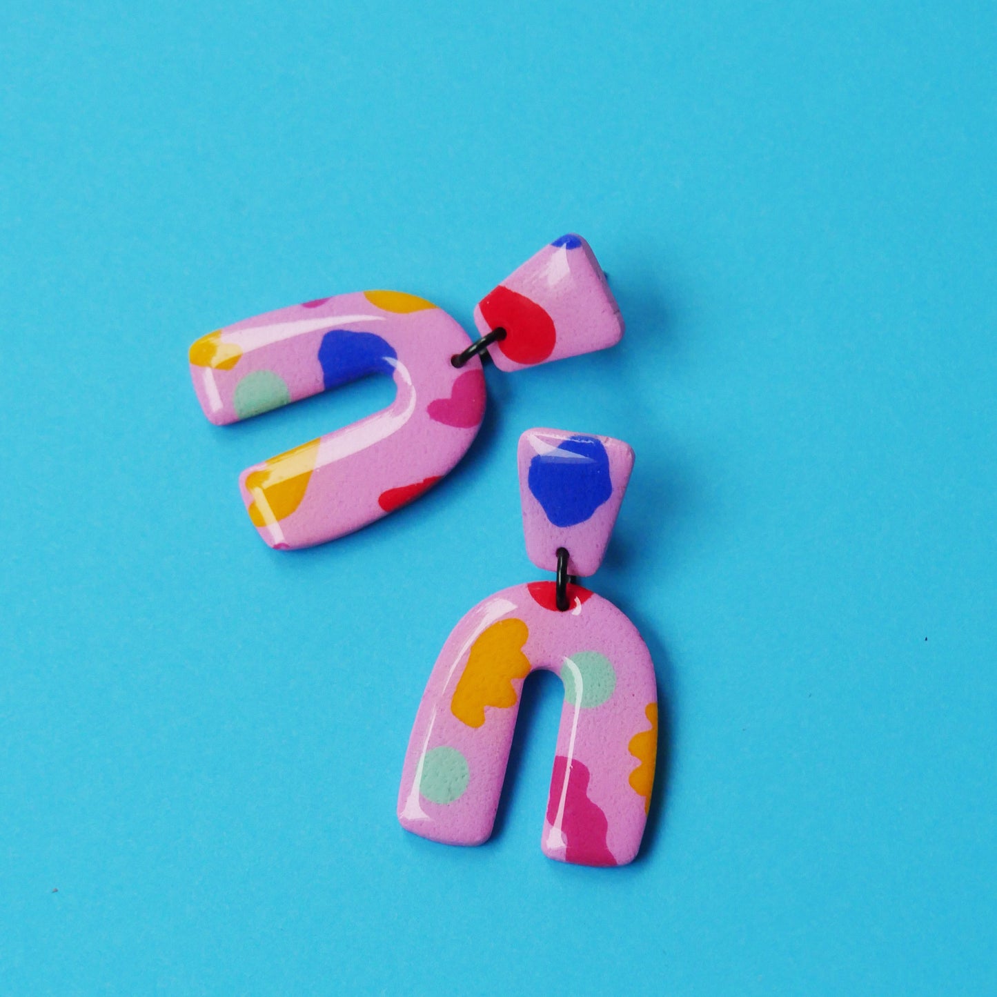 Solveig Mini Polymer Clay Earrings - Arch Pink &amp; Confetti | Unique Collection